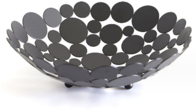 아가토스 북유럽 모던 철제 과일 간식 바구니 다용도 트레이, 블랙, 1개