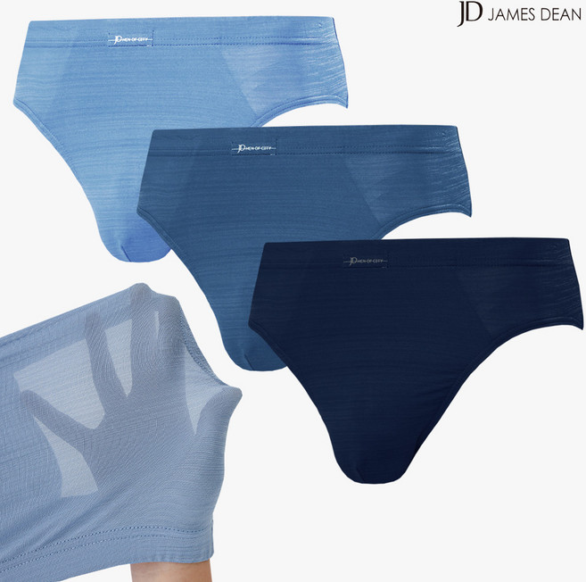 제임스딘 남성 인견 삼각 팬티 세트 3매입 쿨 냉감 냉장고 남자 브리프 여름 시원한 가벼운 속옷 JHMPZZ09
