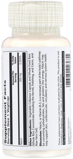 베지캡 100정 mg 500 니아신 Solaray, 1개, 1g - 쿠팡