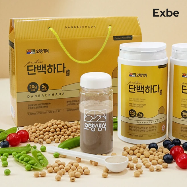 오행생식 엑스비 식이섬유 단백질 케어 단백하다(500g*2통), 2개 - 쿠팡