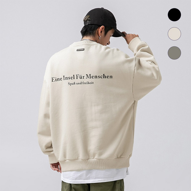 HANYO 가을 겨울 루즈핏 남녀 공용 캐주얼 기본 맨투맨