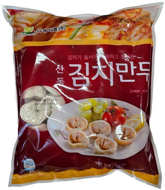 산동 김치만두, 2개, 1.4g