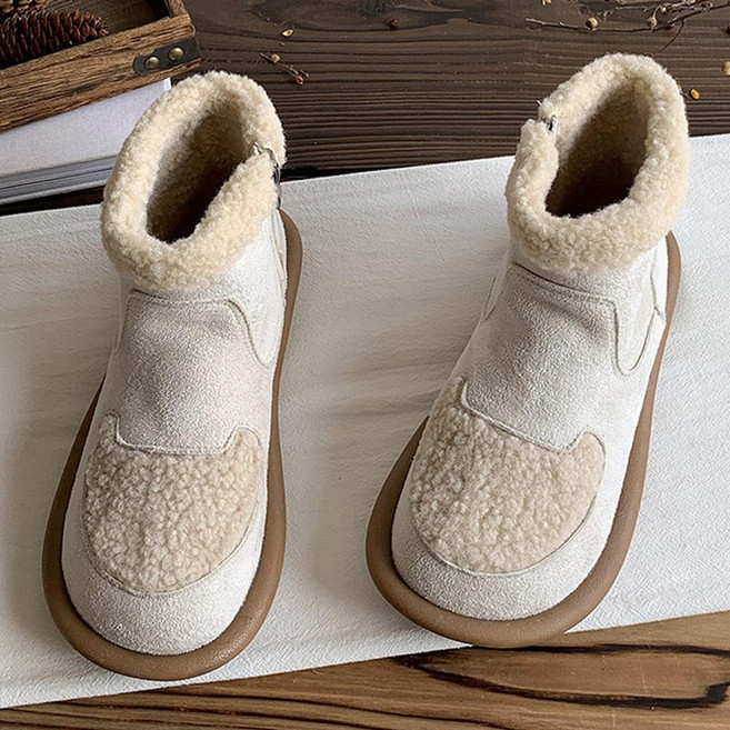 안녕릴리 여성 겨울 캐주얼 양털 퍼 안감 뽀글이 부츠