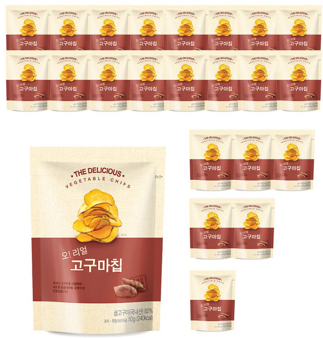 오리얼 고구마칩_국내산 고구마과자 영양가득 원물간식 어른 아이 다이어트 건강간식 술안주, 50g, 22개