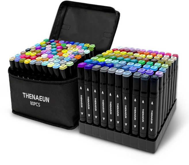 더나은 80색 마카펜 마카세트 디자인 트윈 미술 드로잉펜 홀더포함, 1개