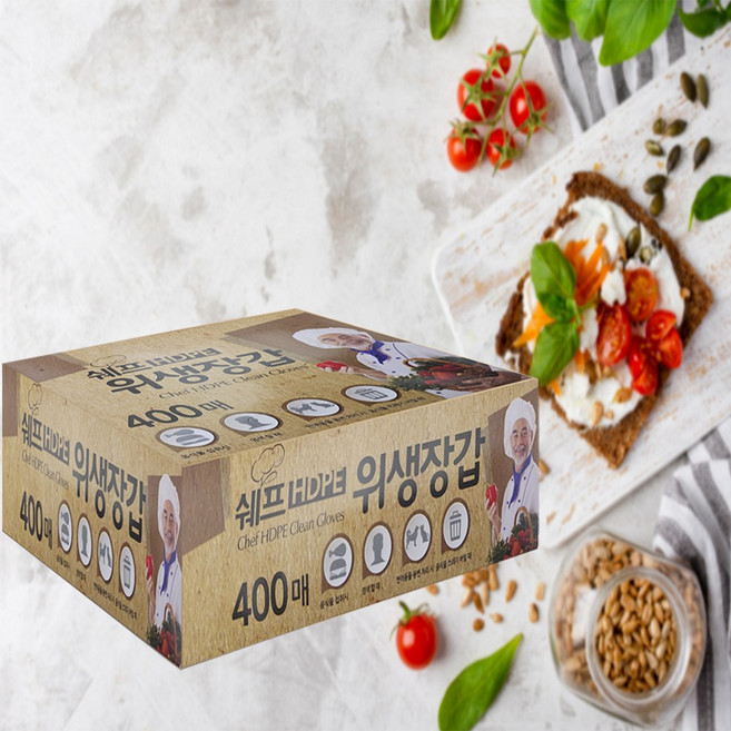 쉐프HDPE위생장갑 400매 / 일회용 위생비닐장갑, 1개