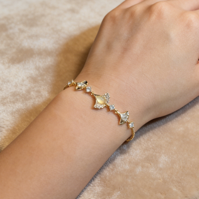 NXNA 도금 14K 패션 고급 럭셔리 은행잎 미니 디자인감 팔찌 XYL-SL013