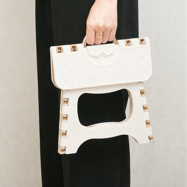 베누 미끄럼방지 접이식 키높이 의자, 1개, 베이지