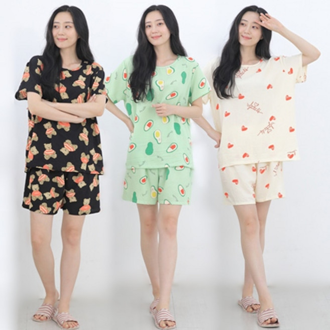 [오지다] 시원한 엠보면 반팔 잠옷세트 빅사이즈 88까지