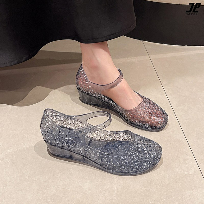 타임퓨어 여성 심플한 뮬 슬리퍼 여름 신발 젤리슈즈 데일리 슬리퍼 장마 샌들 비올때신는 장마철 키높이 4cm