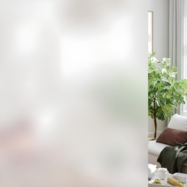 소브홀릭 무점착 유리창 시트지, 글라스 미스트(반투명 화이트)