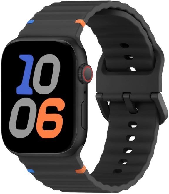 애플워치 호환 스포츠 밴드 컬러풀한 스티치 실리콘 스트랩(11 10 9 8 7 6 5 4 3 2 SE2/3 Ultra2/3)38/40/41/42mm 49/46/45/44/42mm, 블랙, 1개