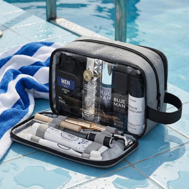 남성 다용도 방수 여행용 세면 파우치가방 건습분리 대용량
