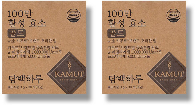 담백하루 카무트 아밀라아제 프로테아제 100만 활성효소 골드 30p, 90g, 2개