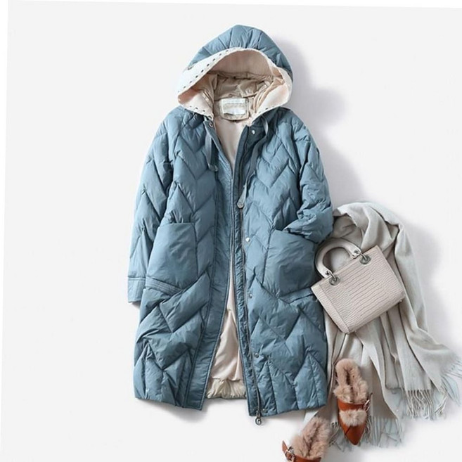 여성점퍼 화이트 오리털 롱패딩 겨울 간절기 여성경량패딩 코트 점퍼