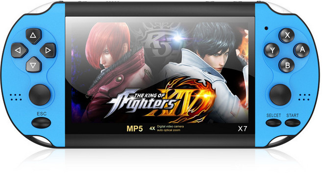 Apnoo 핸드헬드 게임 콘솔 4.3인치 HD 대형 스크린 레트로 아케이드 PSP 더블 조이스틱 버튼 시뮬레이터 핸드헬드, 파란색