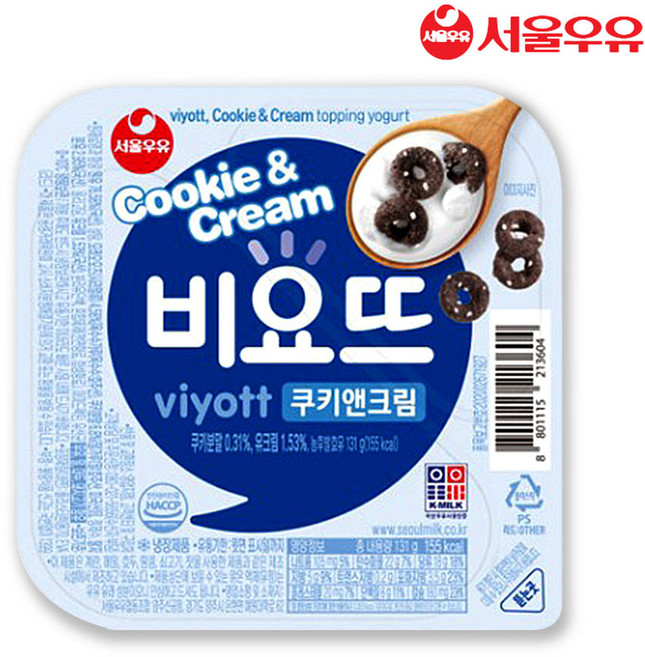서울우유 비요뜨 쿠키앤크림 136g (1box), 12개, 131g