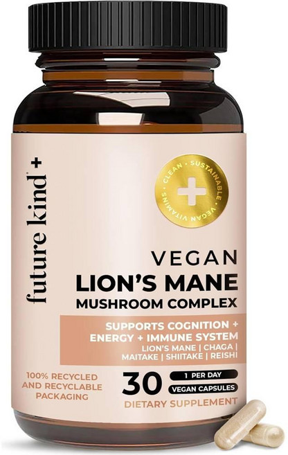 퓨처카인드 비건 라이언스메인 버섯 컴플렉스 캡슐 Future Kind Lion's Mane Mushroom Complex, 1개, 30정