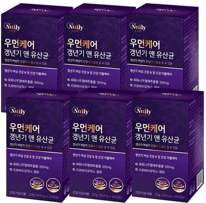 [갱년기 옵션] 갱년기 여성 유산균 / 이알하나 루바브 갱년기유산균 회화나무 열매 프로바이오틱스 휘게라이프, 6개, 60회분