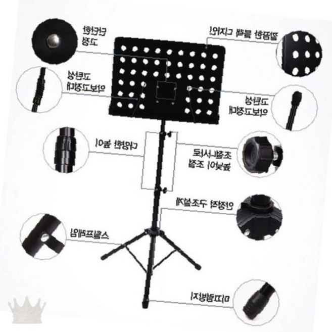오케스트라 연주자 스탠드 높이조절 접이식 악보거치대 메탈 삼각받침 스튜디오, 1개, 전문가용 최고급보면대(가방없음)