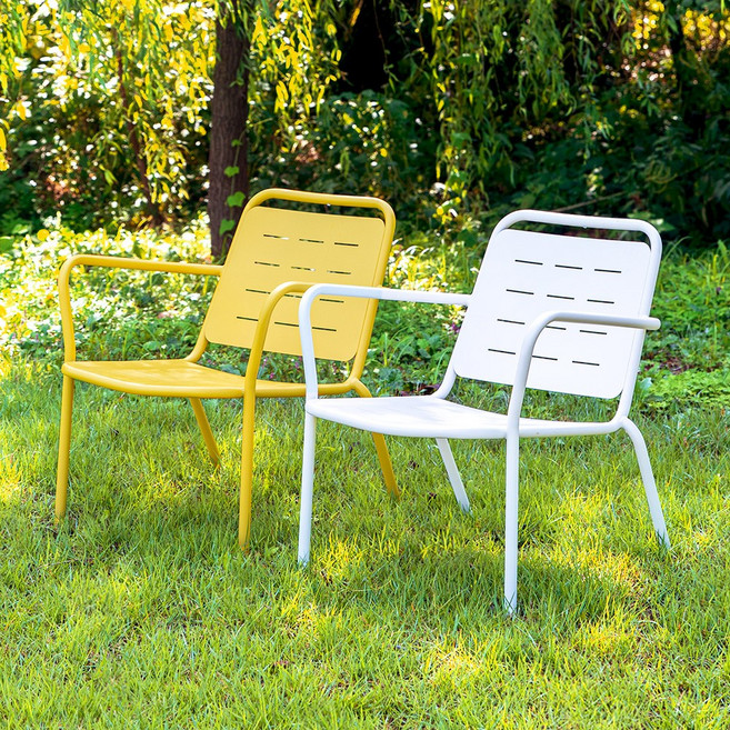 아트 라운지 체어 야외 정원 카페 디자인 테라스 의자, 샌드화이트, 1개