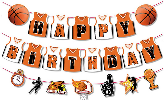 이벤트홀릭 축구 야구 농구 생일 해피버스데이 가랜드 스포츠, 1개, 3.농구 생일 가랜드