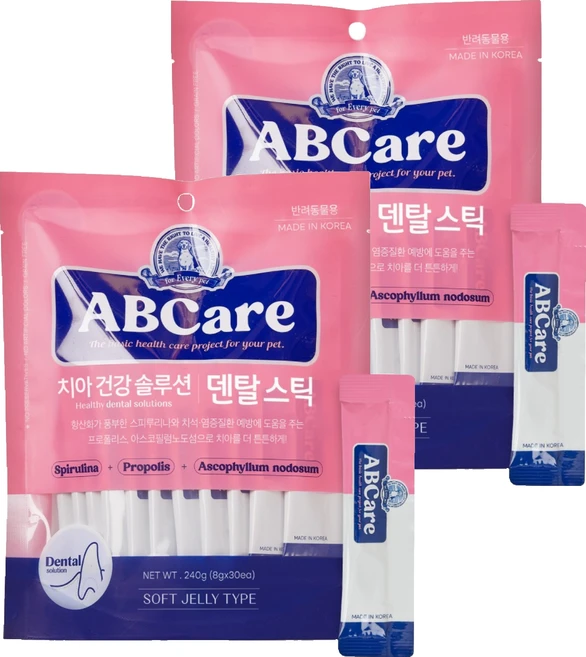 에이비씨케어 반려동물 순살스틱 간식, 덴탈, 240g, 2개 - 쿠팡