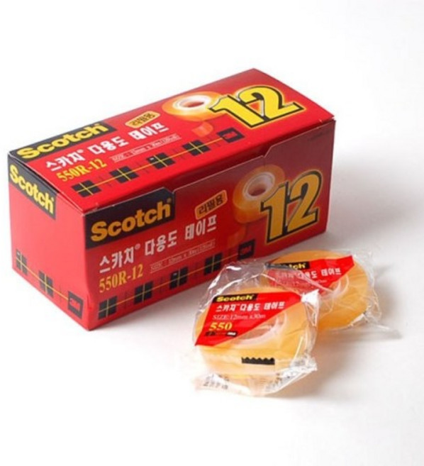 스카치 테이프 리필 12mm 대용량팩, 12롤