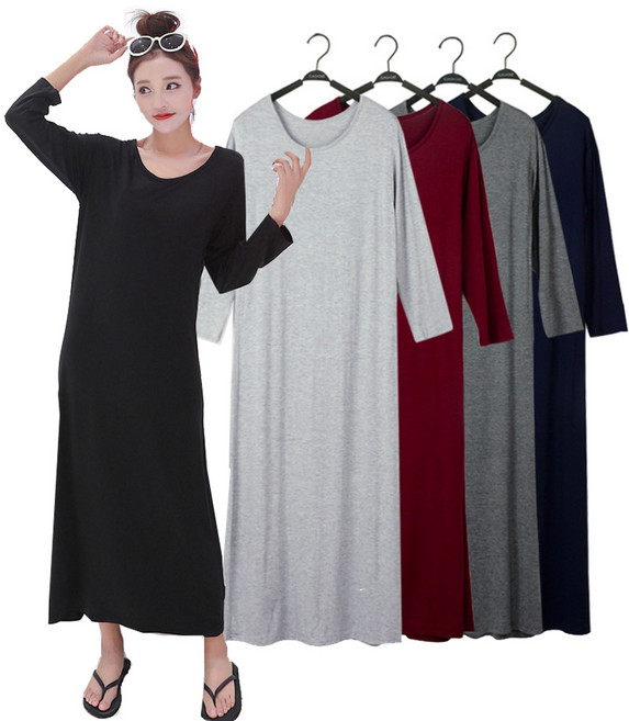 이너퀸 프리수 여성용 S~XL 롱원피스 이지웨어 소프트 긴팔 원피스