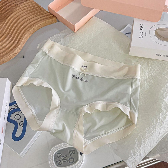 OniWear 日系超薄冰絲裸感面膜中腰內褲 舒適透氣六色可選, 薄荷綠,XL【建議60-70公斤】