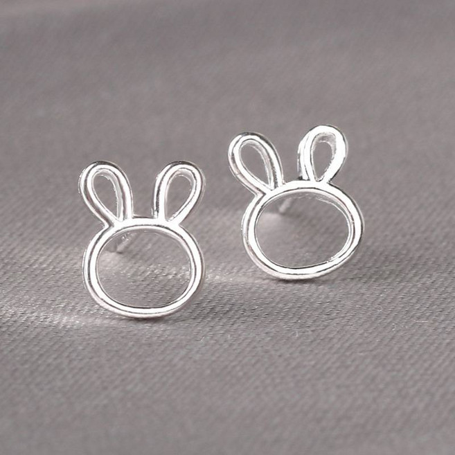 紅帽嚴選 S925純銀耳針 縷空兔造型耳環 一對 迷你中性日常百搭
