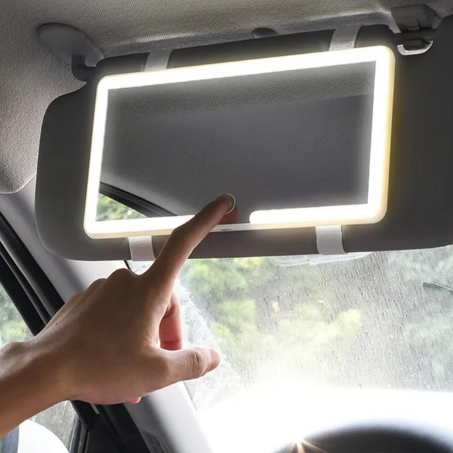 SECRETMALL 선바이저걸이 메이크업 보조 룸미러 와이드 LED 백미러, 1개