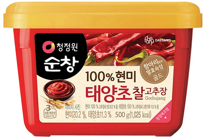 청정원순창 100% 현미 태양초 찰고추장, 500g, 1개