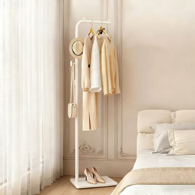티야드 ㄱ자 튼튼한 철제 인테리어 스탠드 옷걸이 행거, 화이트