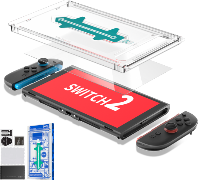 BJBT 닌텐도 스위치2 강화유리 필름 보조 아이템 (액정보호필름 포함)1초부착 지문방지 방폭 고화질, 1개