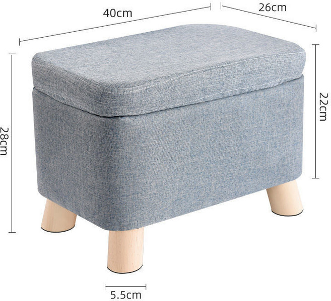 收納凳 儲物凳 穿鞋椅 客廳茶幾凳 沙髮凳 換鞋小闆凳 矮腳方凳, 1個, 淺藍儲物可拆洗長40CM高28