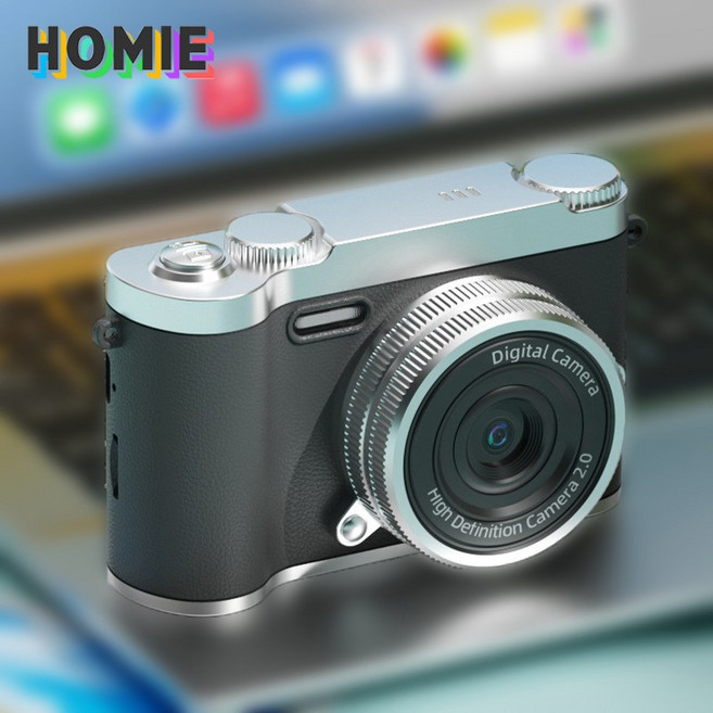 HOMIE 빈티지카메라 5k픽셀 고화질 카메라 2.4인치 고화질 화면 디지털카메라 64GB, 블랙