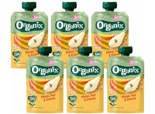 영국 1등 퓨레 오가닉스 [망고 배 그래놀라 ] 유기농 과일 퓨레 아이 이유식 유아식 돌아기 오트밀 간식, 망고+배+그래놀라, 600g, 1박스