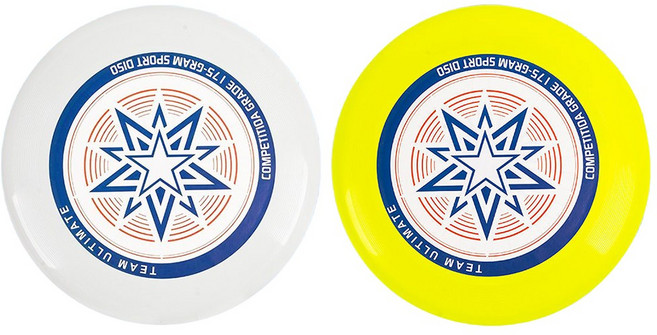 투데이리빙 2P 세트 프리미엄 플라잉 디스크 입문자용 원반 던지기 전문가용 던지는 부메랑 거츠 얼티미트 스포츠 레저 용품 체육 놀이 도구, 2개, R98694A(화이트+옐로우