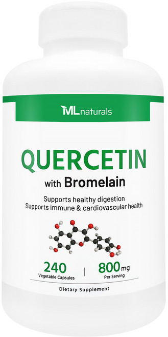 [미국빠른직구] 신제품 마이라이프 내추럴스 퀘르세틴 (순도 95%) with 브로멜라인, 1개, 240정