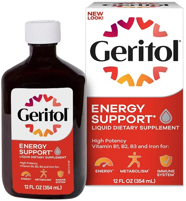 Geritol 액체 비타민 및 철분 보충제 에너지 지원 고효능 비타민 B 및 철분 함유 기분 좋은 맛 삼키기 쉬움 인공 감미료 없음 GMO 프리 355ml(12온스, Geritol 액체 비타민 및 철분 보충제, 에너지 지, 1개 - 쿠팡