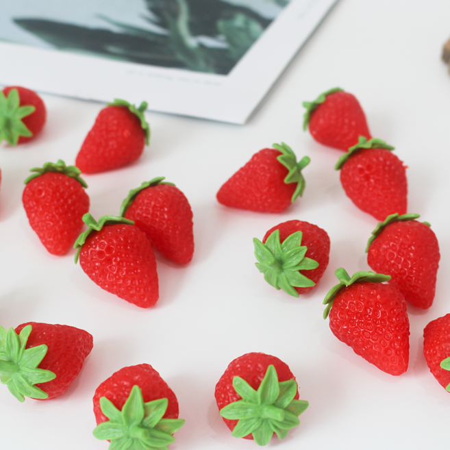 [왓위셀] 딸기 모형 연두꼭지 과일 소품 20알, 생딸기모형