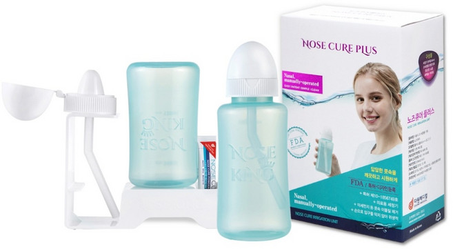 노즈큐어플러스 성인용 코세척기 세트(거치대+세척솔+분말10포), 1세트