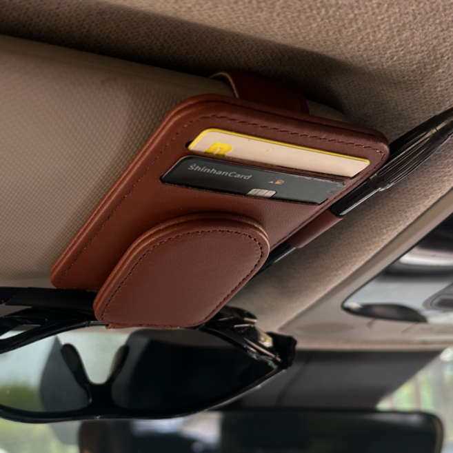 모너아 컴팩트 선바이저 카드포켓 차량용, 시크브라운, 1개