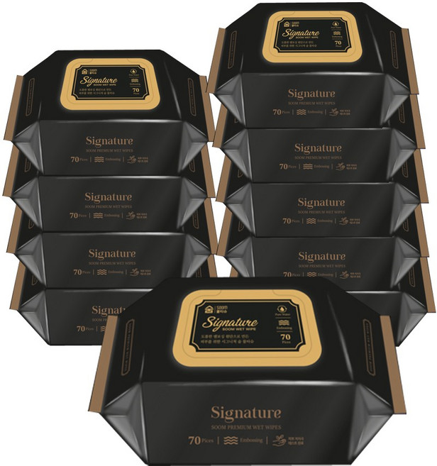 숨 시그니처 물티슈 70매 x 10팩 고평량 63g, 10개