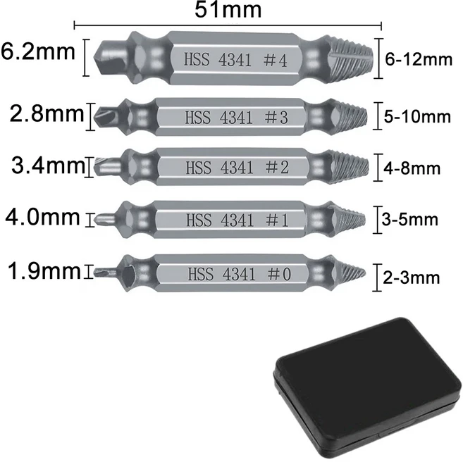 6/5/4 PCS 손상된 나사 추출기 드릴 비트 세트 벗겨진 깨진 볼트 리무버 쉽게 철거 도구 꺼내기 AA, 03 5pcs Silver