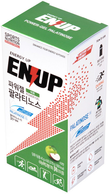 엔업 파워젤 팔라티노스 프리미엄 에너지젤 사과맛 1box(270g), 45g, 6개