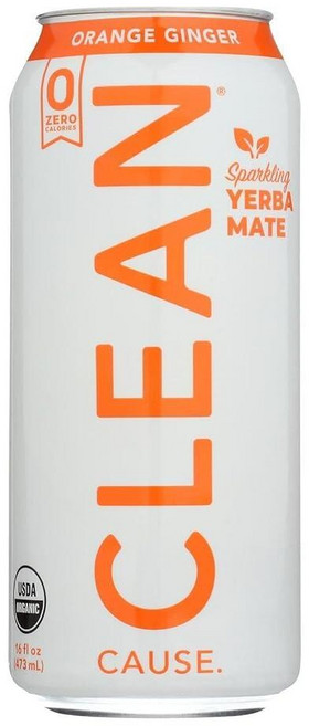 Clean Cause 유기농 스파클링 워터멜론 예르바 메이트 400ml(16온스), 16 Fl Oz (Pack of 1), 오렌지 진저, 473ml, 1개