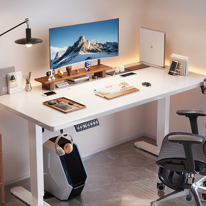 더다온 모션데스크 리프트 전동 책상 높이조절책상 이동식 컴퓨터, 화이트