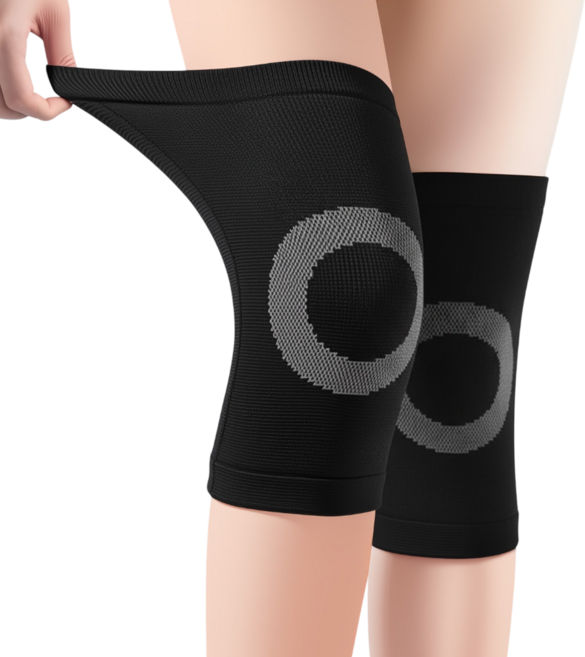 화인 무릎보호대 슬림 고탄력 얇은 무릎아대 일상 보온 운동용 2P, 블랙, 1세트